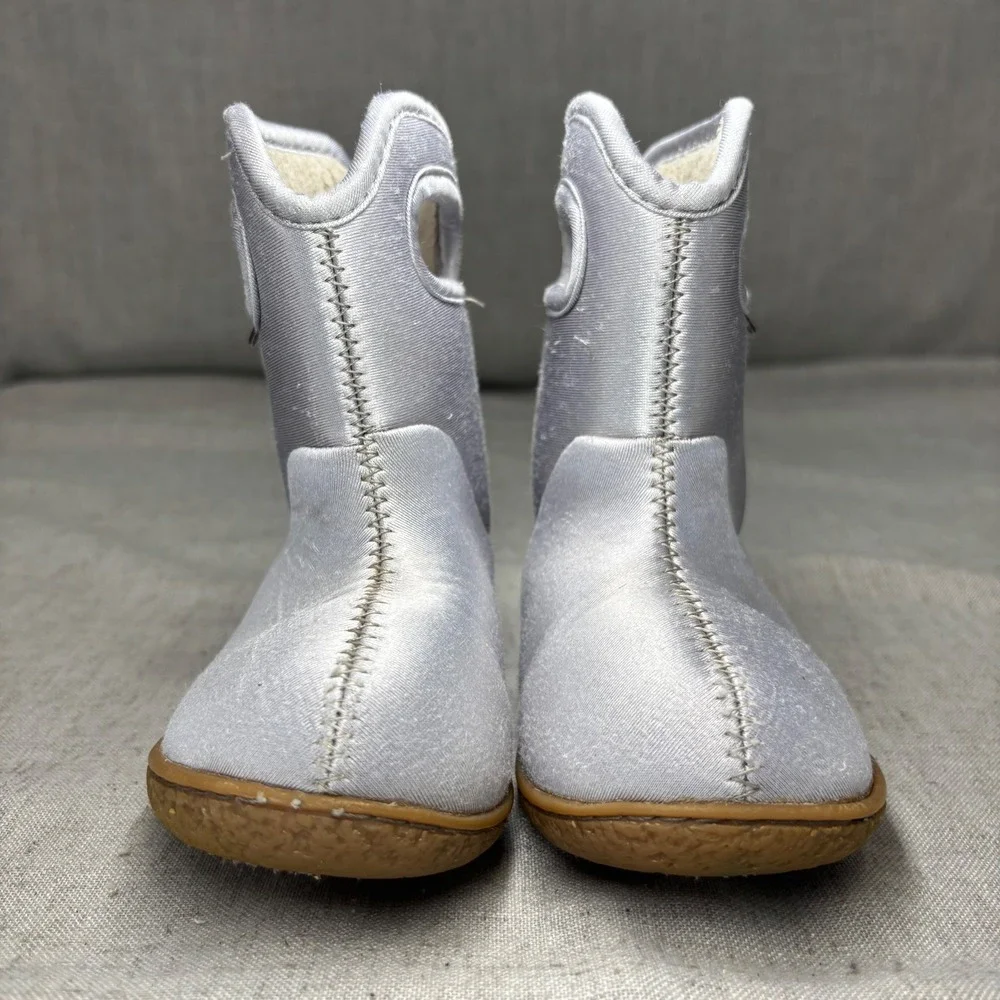 Bogs Baby Boots Silver Satin Waterproof Insulated Winter Boots Toddler Size 8